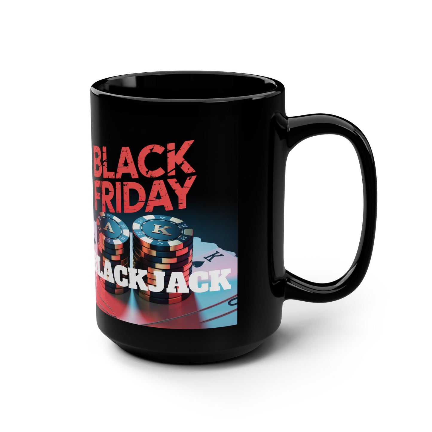 Black Friday Poker Mug, 15oz Casino Cup, Gifts for Gamblers, Coffee Cup for Card Players, Unique Gambling Drinkware