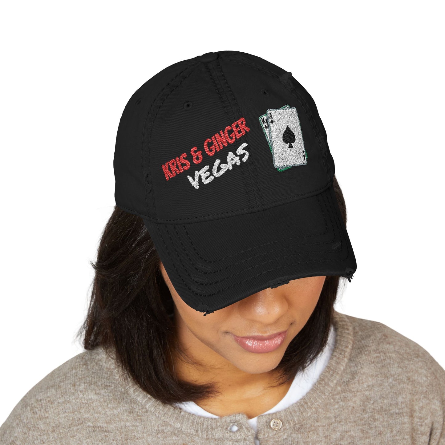 Vegas Life Distressed Dad Hat — Embroidered "Kris & Ginger" Cap