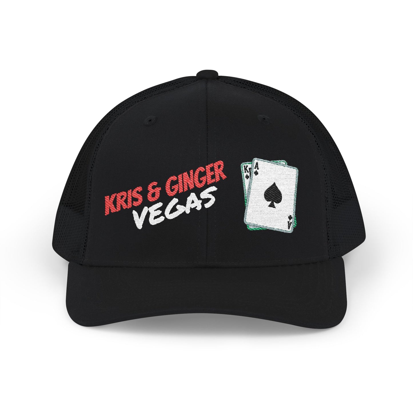 Vegas Snapback Trucker Hat — "Kris & Ginger Vegas" Embroidered Poker Cap