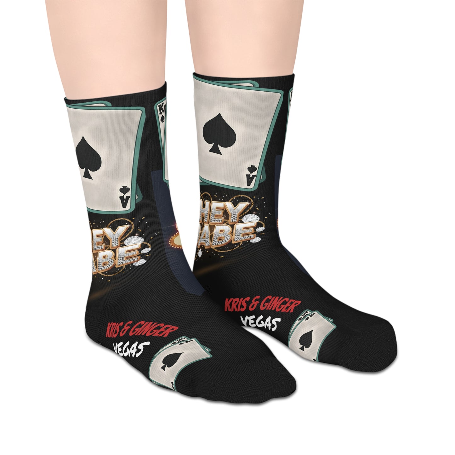 Socks Kris & Ginger Vegas Casino Playing Cards Mid-Length Socks