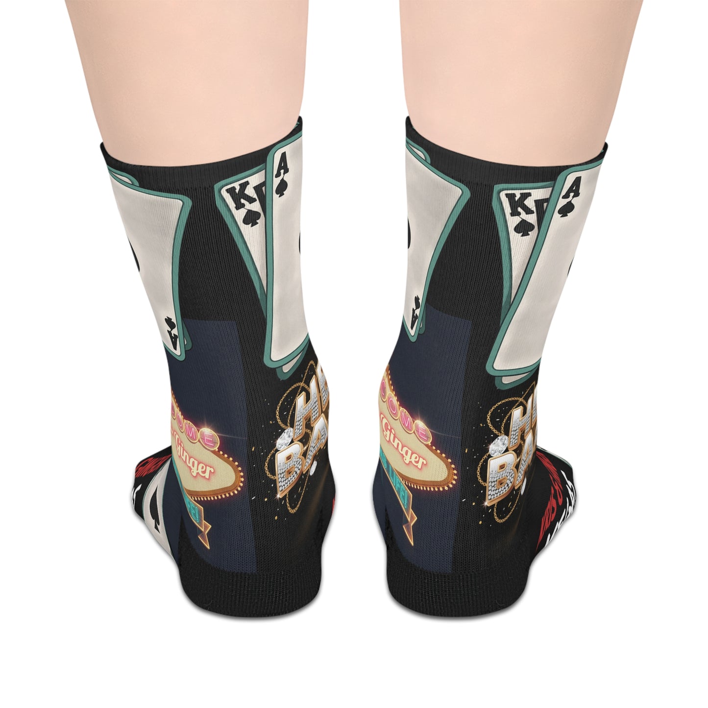 Socks Kris & Ginger Vegas Casino Playing Cards Mid-Length Socks