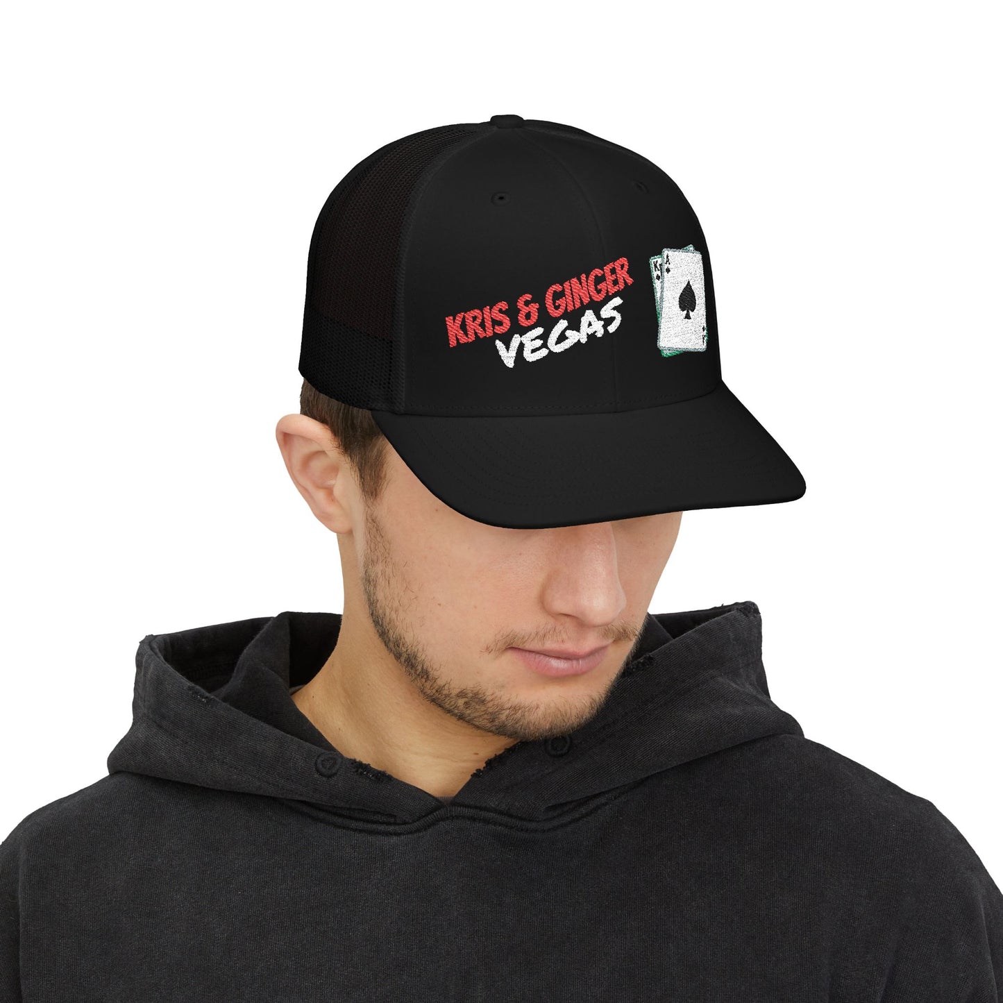 Vegas Snapback Trucker Hat — "Kris & Ginger Vegas" Embroidered Poker Cap