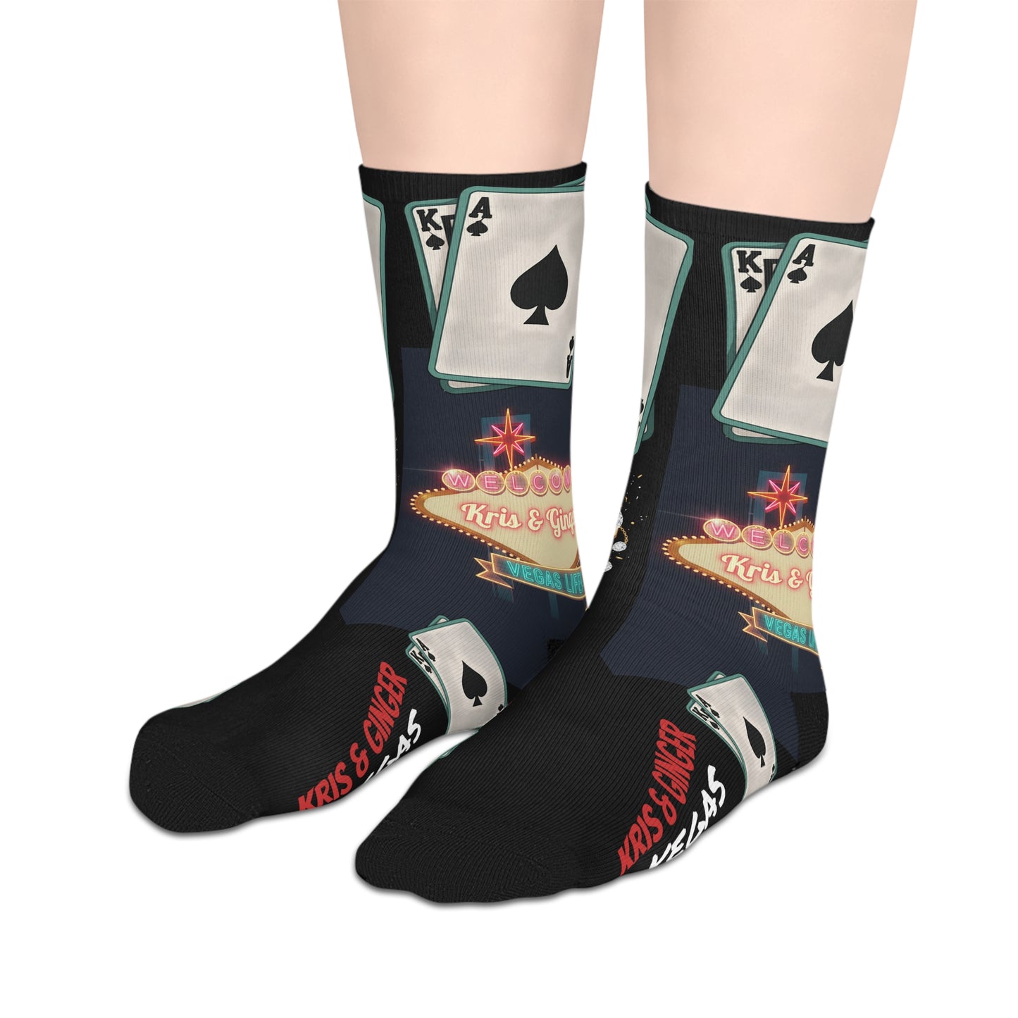 Socks Kris & Ginger Vegas Casino Playing Cards Mid-Length Socks